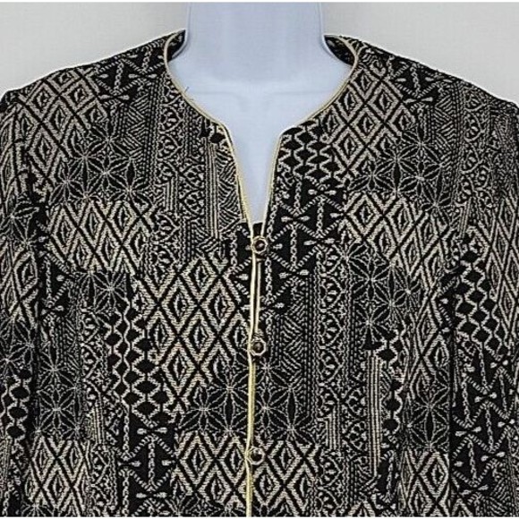 Lady Carol of New York Womens Jacket Size 12 Black Gold Metallic Buttons Lightwe - Picture 2 of 8